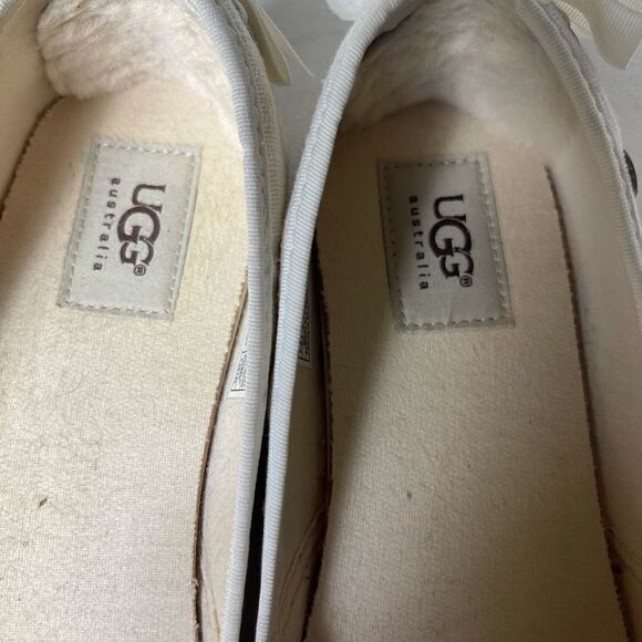 UGG Ivory linen ballet espadrilles flats round toe with lace ribbons bow… - Picture 10 of 12